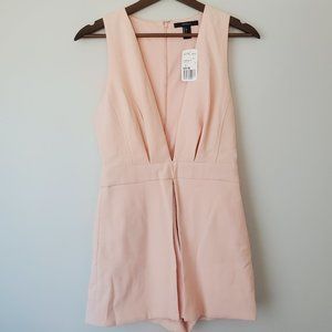Pink Sleeveless V-Neck Tailored Romper